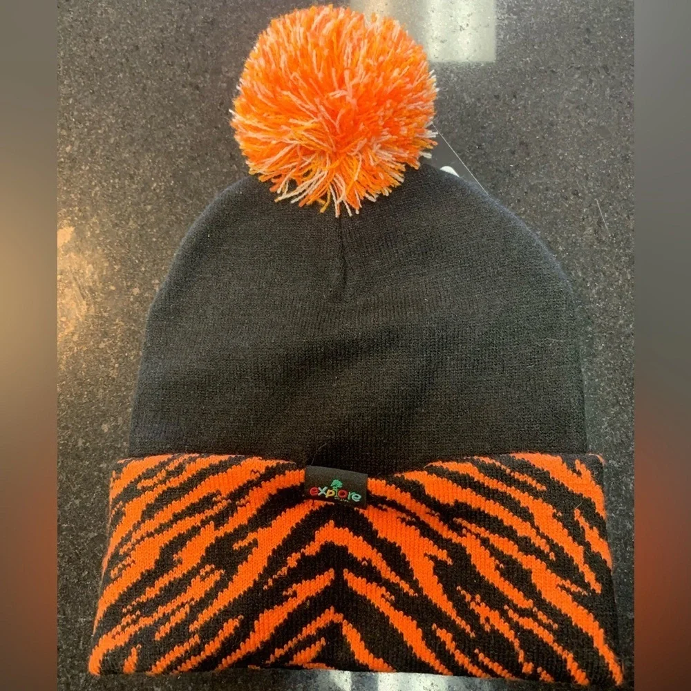 Black and White Patterned Garment beanie tiger design
